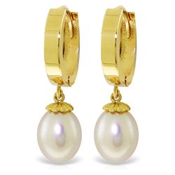 Genuine 8 ctw Pearl Earrings Jewelry 14KT Yellow Gold - REF-42N2R