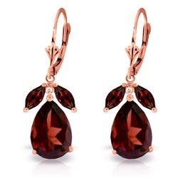 Genuine 13 ctw Garnet Earrings Jewelry 14KT Rose Gold - REF-71H8X