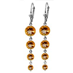 Genuine 7.8 ctw Citrine Earrings Jewelry 14KT White Gold - REF-46X3M