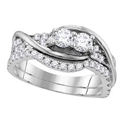 0.99 CTW Diamond 2-stone Bridal Wedding Engagement Ring 14KT White Gold - REF-97F4N