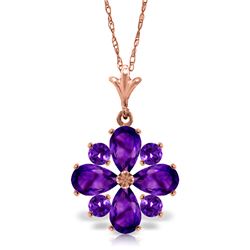 Genuine 2.43 ctw Amethyst Necklace Jewelry 14KT Rose Gold - REF-29F7Z