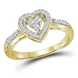 0.20 CTW Diamond Heart Ring 10KT Yellow Gold - REF-22W4K