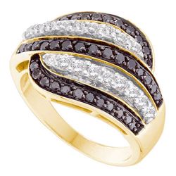 1 CTW Black Color Diamond Cocktail Ring 14KT Yellow Gold - REF-79Y4X