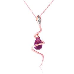 Genuine 2.28 ctw Amethyst & Diamond Necklace Jewelry 14KT Rose Gold - REF-49H3X