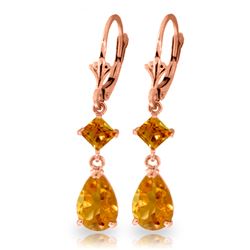 Genuine 4.5 ctw Citrine Earrings Jewelry 14KT Rose Gold - REF-41V4W