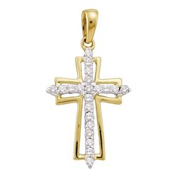 0.25 CTW Diamond Cross Outline Pendant 10KT Yellow Gold - REF-16K4W