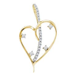 0.20 CTW Diamond Wire Heart Love Pendant 14KT Yellow Gold - REF-22X4Y