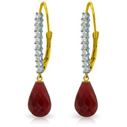 Genuine 6.9 ctw Ruby & Diamond Earrings Jewelry 14KT Yellow Gold - REF-54N5R