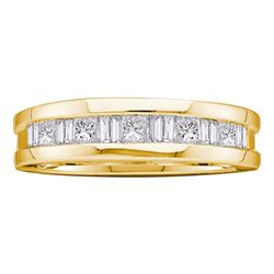 1 CTW Mens Diamond Wedding Ring 14KT Yellow Gold - REF-165K2W