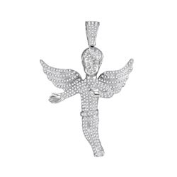 2.15 CTW Mens Diamond Angel Wings Charm Pendant 10KT White Gold - REF-104F9N