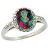 Natural 1.3 ctw Mystic-topaz & Diamond Engagement Ring 14K White Gold - REF-32F2N