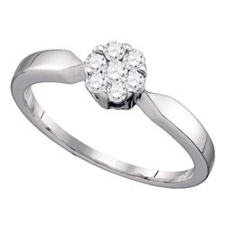 0.25 CTW Flower Cluster Diamond Bridal Wedding Engagement Ring 10KT White Gold - REF-22W4K