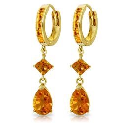 Genuine 5.62 ctw Citrine Earrings Jewelry 14KT Yellow Gold - REF-62H9X