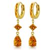 Genuine 5.62 ctw Citrine Earrings Jewelry 14KT Yellow Gold - REF-62H9X