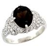 Natural 2.92 ctw smoky-topaz & Diamond Engagement Ring 14K White Gold - REF-102W7K