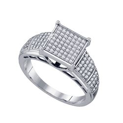 0.33 CTW Diamond Wide Square Cluster Ring 10KT White Gold - REF-34K4W