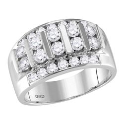 1.97 CTW Mens Channel-set Diamond Wedding Ring 14KT White Gold - REF-194N9F