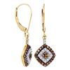 Image 1 : 0.50 CTW Cognac-brown Color Diamond Square Dangle Earrings 10KT Yellow Gold - REF-24F2N