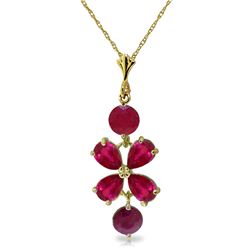 Genuine 3.15 ctw Ruby Necklace Jewelry 14KT Yellow Gold - REF-38V6W