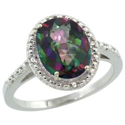 Natural 2.42 ctw Mystic-topaz & Diamond Engagement Ring 10K White Gold - REF-25A5V