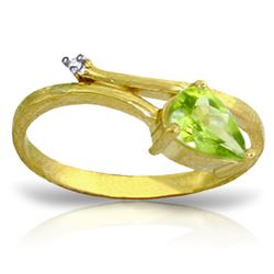 Genuine 0.83 ctw Peridot & Diamond Ring Jewelry 14KT Yellow Gold - REF-40A5K