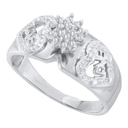 0.10 CTW Diamond Heart Love Cluster Ring 10KT White Gold - REF-22K4W