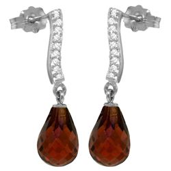 Genuine 4.78 ctw Garnet & Diamond Earrings Jewelry 14KT White Gold - REF-46F2Z