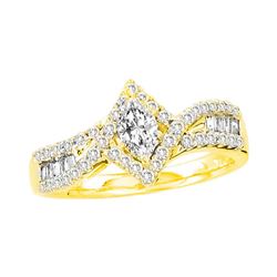 0.75 CTW Marquise Diamond Solitaire Bridal Engagement Ring 14KT Yellow Gold - REF-119H9M