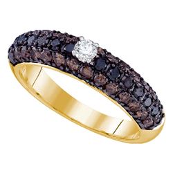 1.15 CTW Black Color Diamond Solitaire Bridal Ring 10KT Yellow Gold - REF-44K9W