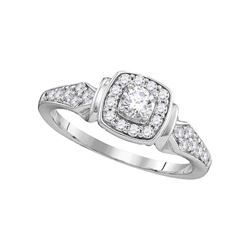 0.50 CTW Diamond Halo Bridal Engagement Ring 10KT White Gold - REF-52Y4X