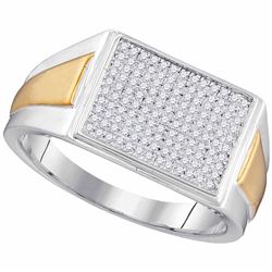 0.30 CTW Diamond Rectangle Cluster Ring 10KT Two-tone Gold - REF-52Y4X