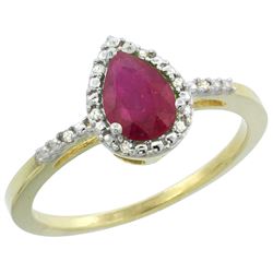 Natural 1.03 ctw ruby & Diamond Engagement Ring 14K Yellow Gold - REF-34W3K