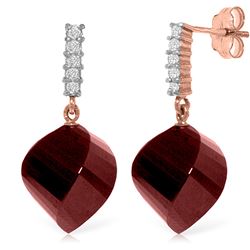 Genuine 30.65 ctw Ruby & Diamond Earrings Jewelry 14KT Rose Gold - REF-59X9M