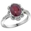 Image 1 : Natural 2.24 ctw Ruby & Diamond Engagement Ring 14K White Gold - REF-61W9K