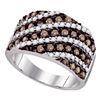 Image 1 : 1.3 CTW Cognac-brown Color Diamond Ring 10KT White Gold - REF-87F2N