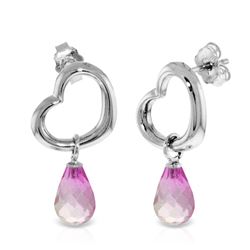 Genuine 4.5 ctw Pink Topaz Earrings Jewelry 14KT White Gold - REF-42A6K