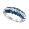 Image 1 : 0.50 CTW Blue Color Diamond Ring 10KT White Gold - REF-26M9H