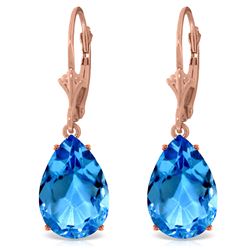 Genuine 13 ctw Blue Topaz Earrings Jewelry 14KT Rose Gold - REF-48K4V