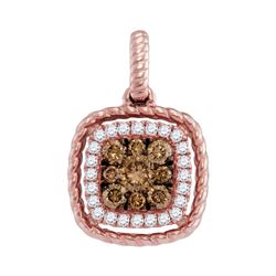 0.36 CTW Brown Diamond Square Cluster Pendant 14KT Rose Gold - REF-41M9H