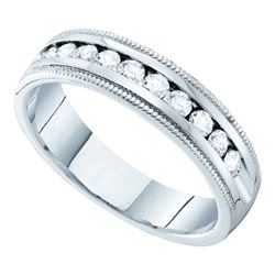 0.50 CTW Diamond Single Row Wedding Ring 14KT White Gold - REF-52K4W