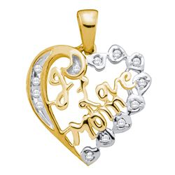 0.12 CTW Diamond I Love Mom Mother Heart Pendant 10KT Yellow Gold - REF-12Y2X