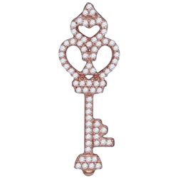 0.22 CTW Diamond Trefoil Heart Key Pendant 10KT Rose Gold - REF-14M9H