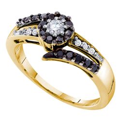 0.50 CTW Black Color Diamond Solitaire Ring 14KT Yellow Gold - REF-44X9Y