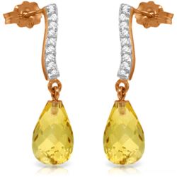 Genuine 4.78 ctw Citrine & Diamond Earrings Jewelry 14KT Rose Gold - REF-46Y2F