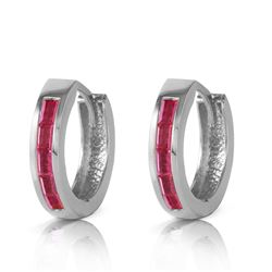 Genuine 1.30 ctw Ruby Earrings Jewelry 14KT White Gold - REF-39H6X
