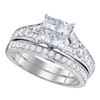 1.5 CTW Princess Diamond Bridal Engagement Ring 14KT White Gold - REF-194W9K