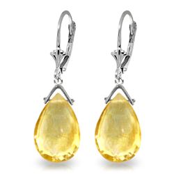 Genuine 10.20 ctw Citrine Earrings Jewelry 14KT White Gold - REF-28F9Z