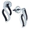 0.34 CTW Black Color Diamond Vertical Screwback Stud Earrings 10KT White Gold - REF-22K4W