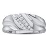 0.12 CTW Mens Diamond 2-row Wedding Anniversary Ring 10KT White Gold - REF-14W9K