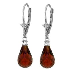 Genuine 4.6 ctw Garnet & Diamond Earrings Jewelry 14KT White Gold - REF-30P2H